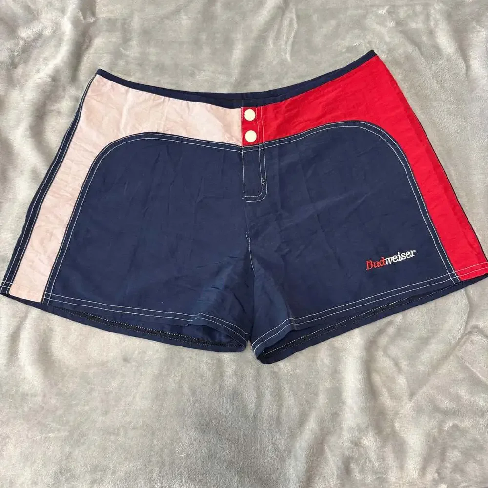 Vintage Surf Style Budweiser Colorblock Swim Trunks Shorts